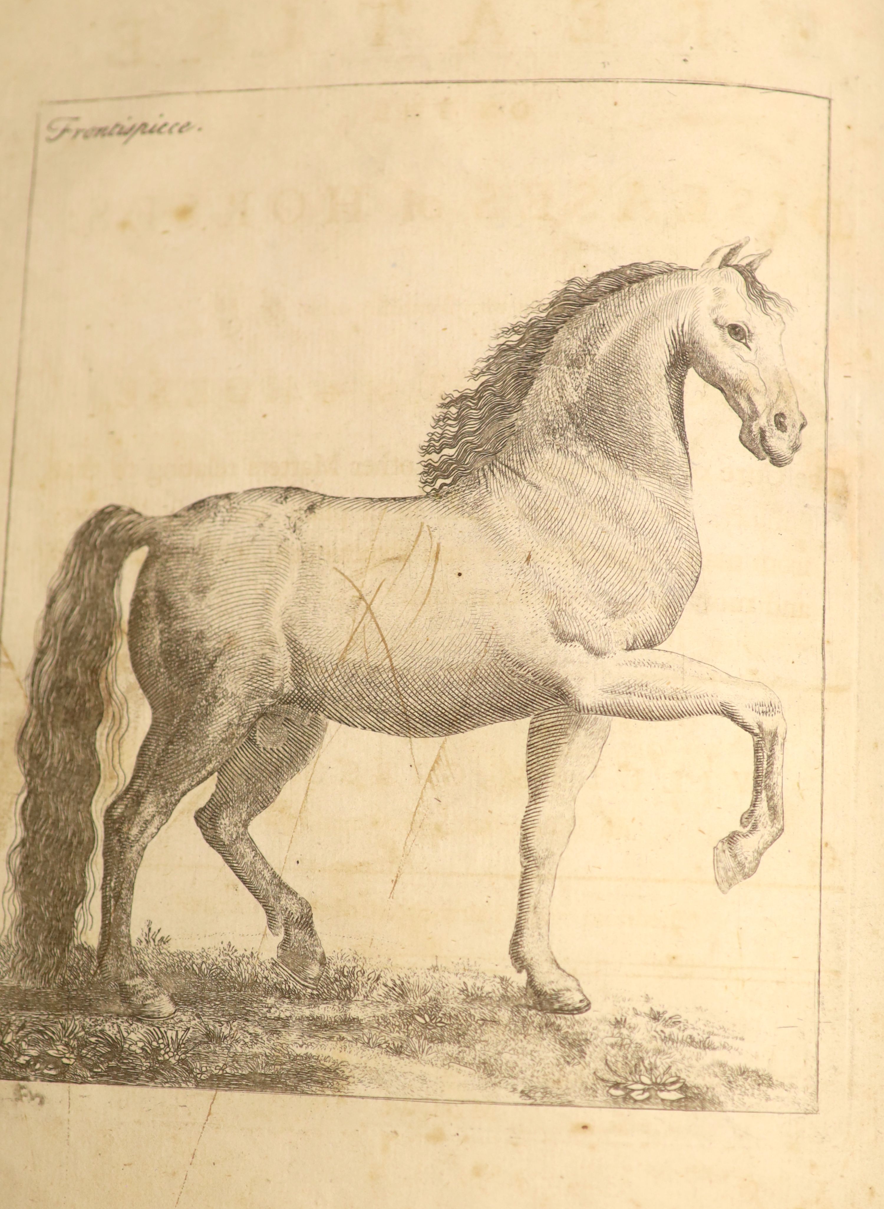 Gibson, William - A New Treatise on the Diseases of Horses, qto, later half morocco, with engraved frontispiece and 31 plates, A. Millar, London, 1751